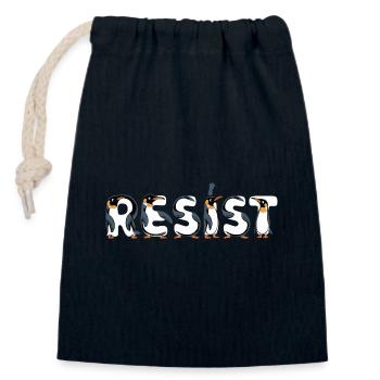 Penguin Protests Resistance Taxes - Closable cotton gift bag (14x20cm) - navy - Front
