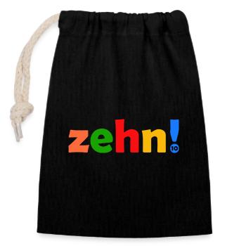ZEHN 10 JAHRE JUNGE 10. GEBURTSTAG - Verschließbarer Geschenkbeutel aus Baumwolle (14x20cm) - Schwarz - Vorne