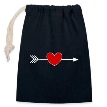 Rotes Herz, Valentinstag - Verschließbarer Geschenkbeutel aus Baumwolle (14x20cm) - Navy - Vorne