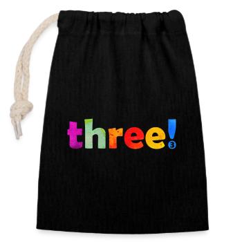 THREE 3 YEARS 3RD BIRTHDAY - Closable cotton gift bag (14x20cm) - black - Front