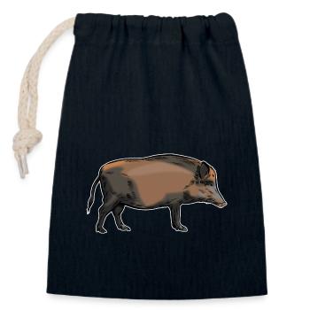 Wild boar - Wild boar - Hunting - Hunter - Closable cotton gift bag (14x20cm) - navy - Front