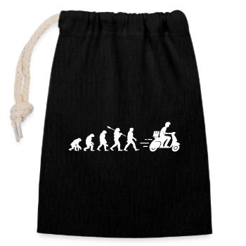 The evolution of the delivery person - Closable cotton gift bag (14x20cm) - black - Front