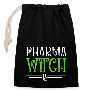 Apotheke Halloween | Pharma Witch - Verschließbarer Geschenkbeutel aus Baumwolle (14x20cm) - Schwarz - Vorne