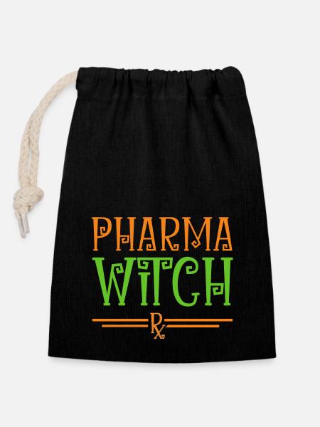 PTA PKA Apotheke Halloween - Verschließbarer Geschenkbeutel aus Baumwolle (14x20cm) - Schwarz