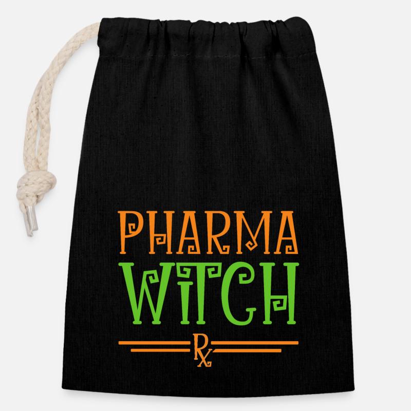 PTA PKA Apotheke Halloween - Verschließbarer Geschenkbeutel aus Baumwolle (14x20cm) - Schwarz