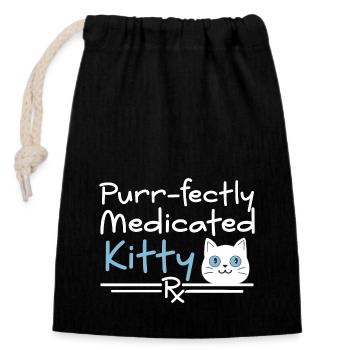 Vet Cat | Purrfectly medicated - Closable cotton gift bag (14x20cm) - black - Front