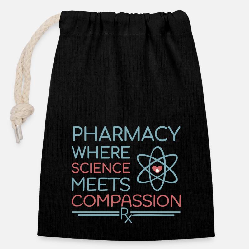 Apotheke where science meets compassion - Verschließbarer Geschenkbeutel aus Baumwolle (14x20cm) - Schwarz