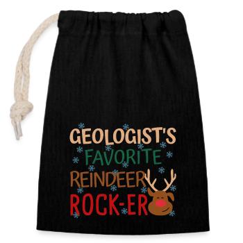Geologist Christmas fav. Reindeer xmas Geology - Closable cotton gift bag (14x20cm) - black - Front