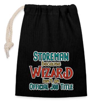 Storeman Wizard - Verschließbarer Geschenkbeutel aus Baumwolle (14x20cm) - Schwarz - Vorne