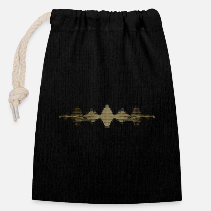 Fréquence de la musique : son, ondes, physique et son - Sac cadeau en coton avec cordon (14 x 20 cm) - noir