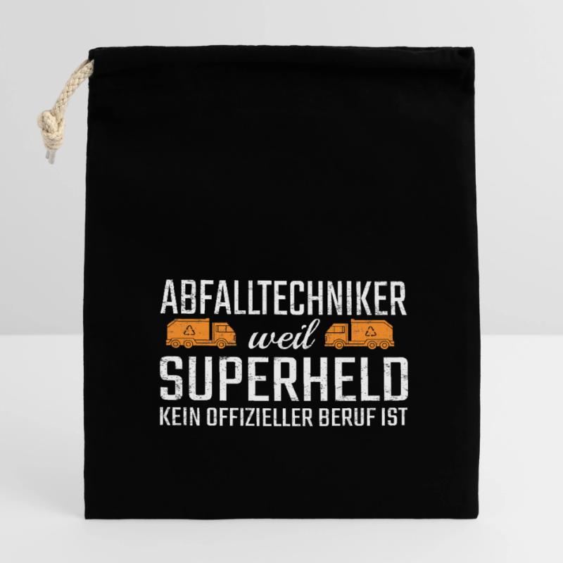 Abfalltechniker Superheld Verschließbarer Geschenkbeutel aus Baumwolle (14x20cm)