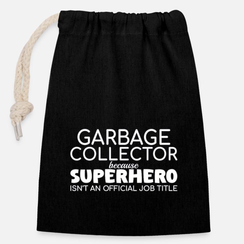 Ramasse-miettes Super-héros - Sac cadeau en coton avec cordon (14 x 20 cm) - noir