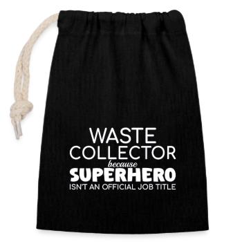 Waste collector Superhero - Closable cotton gift bag (14x20cm) - black - Front