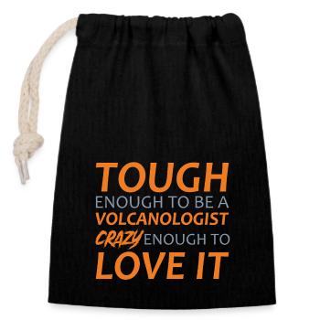 Volcanologue fou de volcanologie - Sac cadeau en coton avec cordon (14 x 20 cm) - noir - Devant