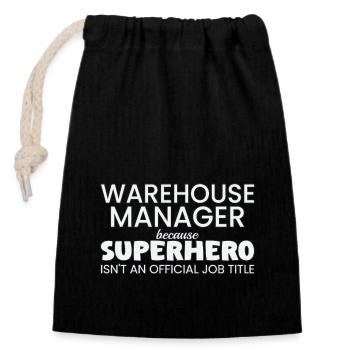 Warehouse Manager Superhero - Verschließbarer Geschenkbeutel aus Baumwolle (14x20cm) - Schwarz - Vorne