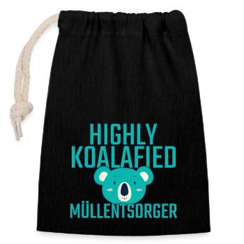 Waste disposal company Koalafied - Closable cotton gift bag (14x20cm) - black - Front