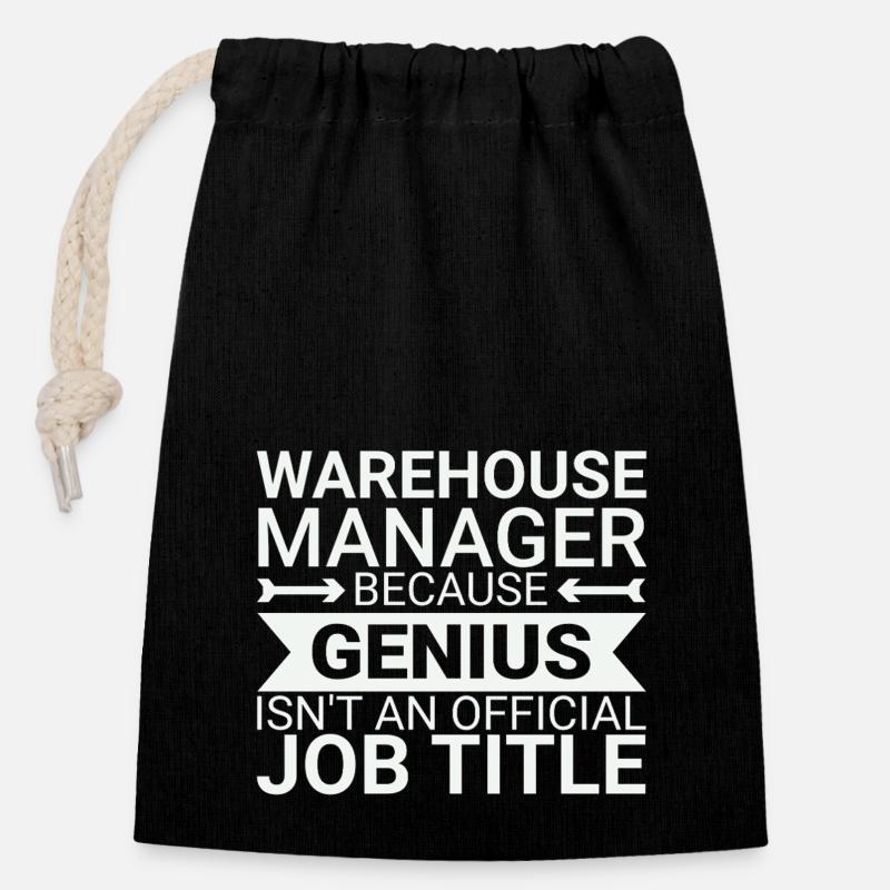 Warehouse Manager Genius - Verschließbarer Geschenkbeutel aus Baumwolle (14x20cm) - Schwarz