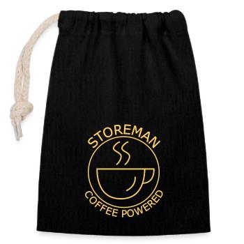 Storeman Coffee Powered - Verschließbarer Geschenkbeutel aus Baumwolle (14x20cm) - Schwarz - Vorne