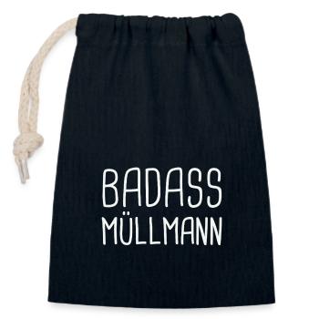 Müllmann Badass - Verschließbarer Geschenkbeutel aus Baumwolle (14x20cm) - Navy - Vorne