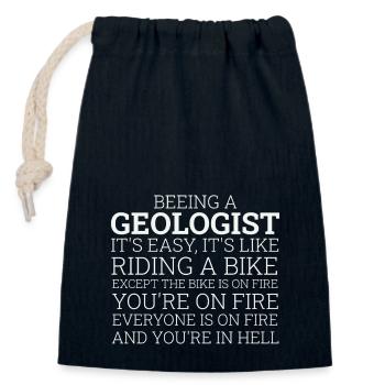 Geologist Riding A Bike Geology - Closable cotton gift bag (14x20cm) - navy - Front