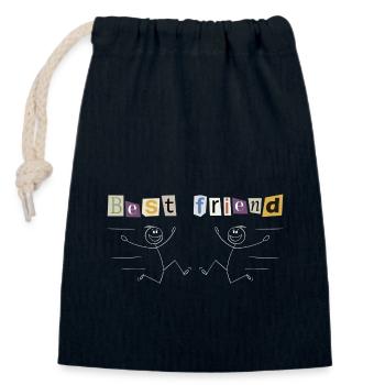 BEST FRIEND two - Closable cotton gift bag (14x20cm) - navy - Front
