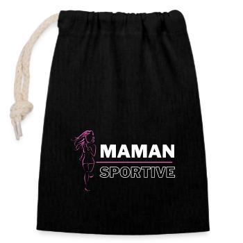 MAMAN SPORTIVE COURSE A PIED - Sac cadeau en coton avec cordon (14 x 20 cm) - noir - Devant