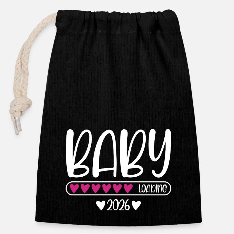 Baby 2026 loading - Closable cotton gift bag (14x20cm) - black