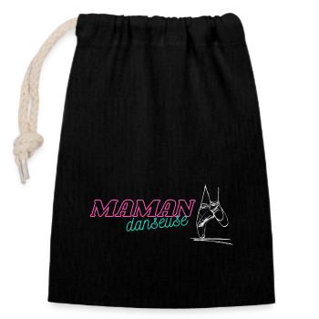 Maman danseuse ballerine - Sac cadeau en coton avec cordon (14 x 20 cm) - noir - Devant