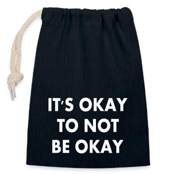 it's okay to not be okay - Sac cadeau en coton avec cordon (14 x 20 cm) - bleu marine - Devant
