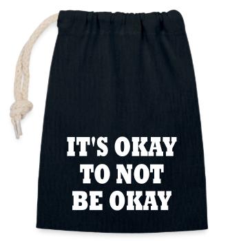 it's okay to not be okay - Sac cadeau en coton avec cordon (14 x 20 cm) - bleu marine - Devant
