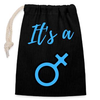 Baby Announcement Pregnancy - Boy - Surprise - Closable cotton gift bag (14x20cm) - black - Front