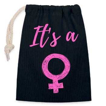 Baby Announcement Pregnancy - Girl - Surprise - Closable cotton gift bag (14x20cm) - navy - Front