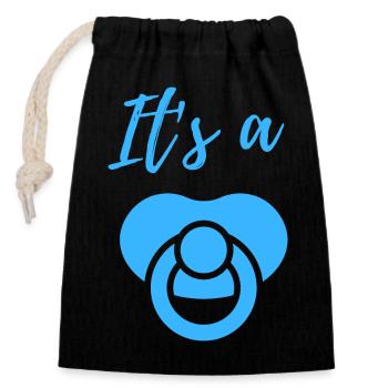 Baby Announcement Pregnancy - Boy - Surprise - Closable cotton gift bag (14x20cm) - black - Front