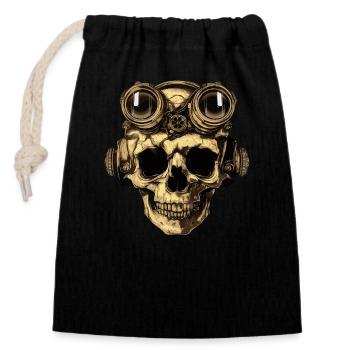 Dieselpunk Zombie Totenkopf - Verschließbarer Geschenkbeutel aus Baumwolle (14x20cm) - Schwarz - Vorne