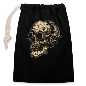 Dieselpunk Zombie Totenkopf - Verschließbarer Geschenkbeutel aus Baumwolle (14x20cm) - Schwarz - Vorne