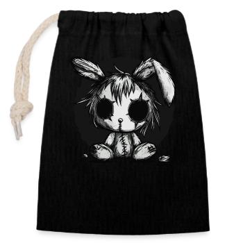 Mignon lapin effrayant - Sac cadeau en coton avec cordon (14 x 20 cm) - noir - Devant