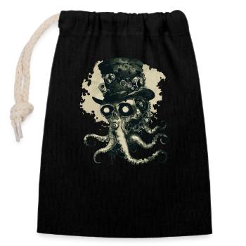 Steampunk Kraken - Closable cotton gift bag (14x20cm) - black - Front
