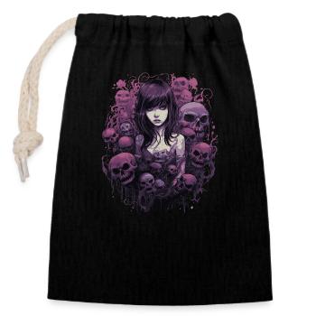 Emo Horrorpunk Mädchen - Verschließbarer Geschenkbeutel aus Baumwolle (14x20cm) - Schwarz - Vorne