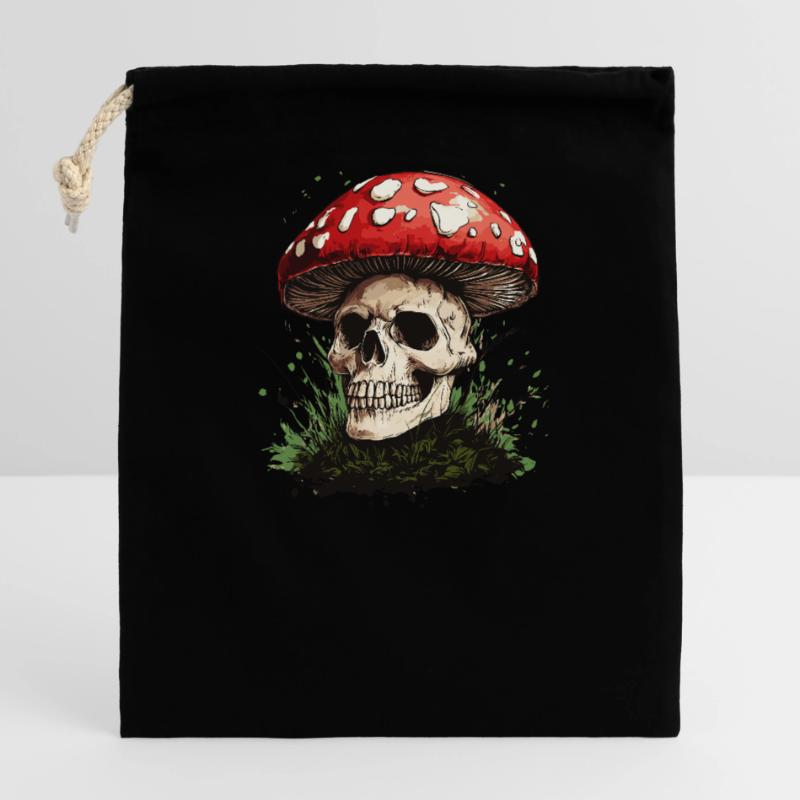 Toadstool Skull Closable cotton gift bag (14x20cm)