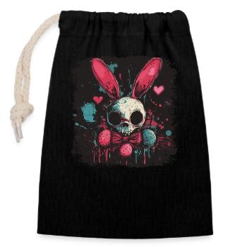 Cute Creepy Easter Bunny - Closable cotton gift bag (14x20cm) - black - Front