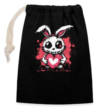 Mignon lapin effrayant - Sac cadeau en coton avec cordon (14 x 20 cm) - noir - Devant