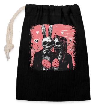 Couple de Pâques effrayant - Sac cadeau en coton avec cordon (14 x 20 cm) - noir - Devant