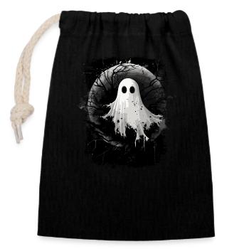 Funny Bed Sheet Ghost - Closable cotton gift bag (14x20cm) - black - Front