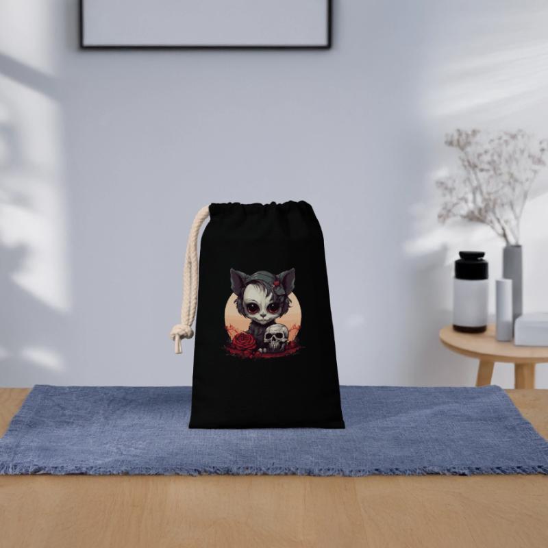 Cute Emo Gothic Kitten Closable cotton gift bag (14x20cm)