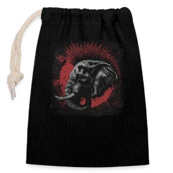 Punk Rock Éléphant - Sac cadeau en coton avec cordon (14 x 20 cm) - noir - Devant