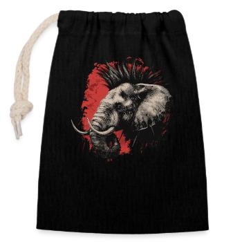 Punk Rock Éléphant - Sac cadeau en coton avec cordon (14 x 20 cm) - noir - Devant