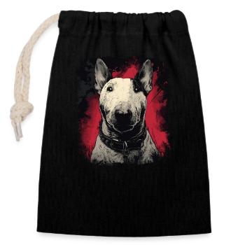 Bullterrier - Verschließbarer Geschenkbeutel aus Baumwolle (14x20cm) - Schwarz - Vorne