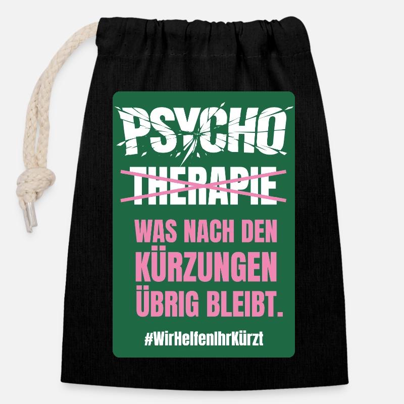 PSYCHO_02 - Verschließbarer Geschenkbeutel aus Baumwolle (14x20cm) - Schwarz