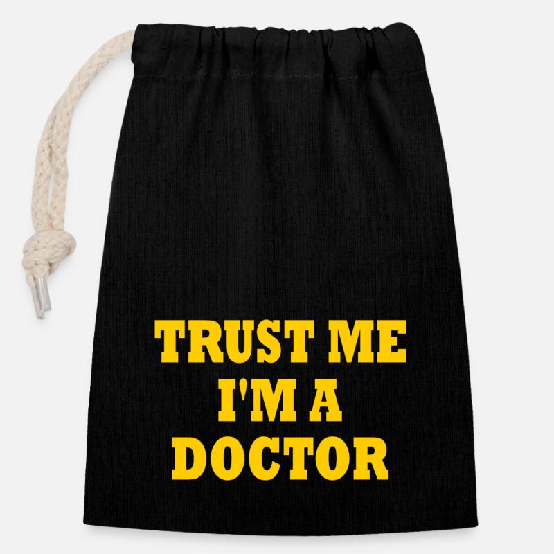 trust me i'm a doctor - Verschließbarer Geschenkbeutel aus Baumwolle (14x20cm) - Schwarz