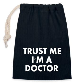 trust me i'm a doctor - Sac cadeau en coton avec cordon (14 x 20 cm) - bleu marine - Devant
